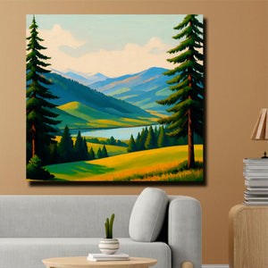 Serenity found between gentle slopes  Canvas Wall Art Stretched Frame Painting