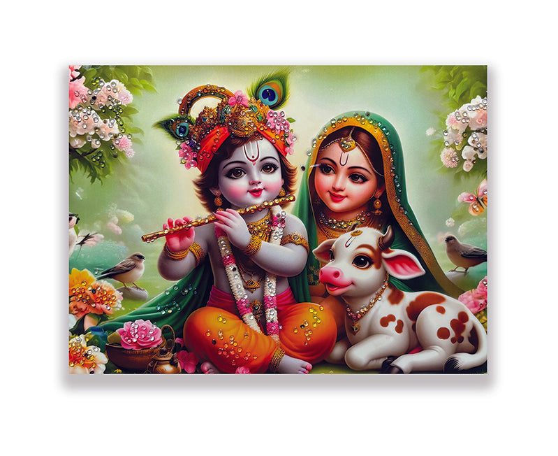 Cute Radha Krishna Crystal Panting