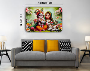 Cute Radha Krishna Crystal Panting