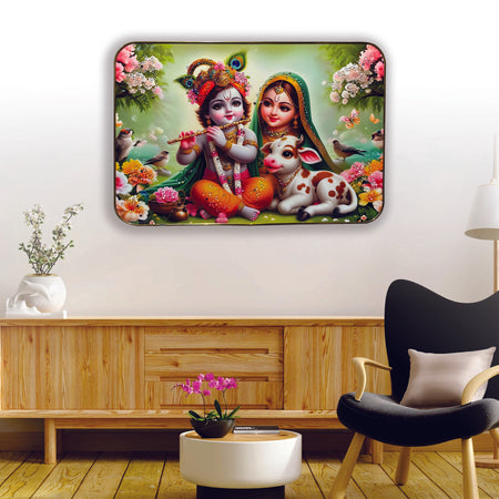 Cute Radha Krishna Crystal Panting