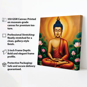 Radiant Renunciation — Enlightened in Silence Canvas Wall Art Stretched Frame Painting