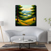 A landscape kissed by golden light Canvas Wall Art Stretched Frame Painting