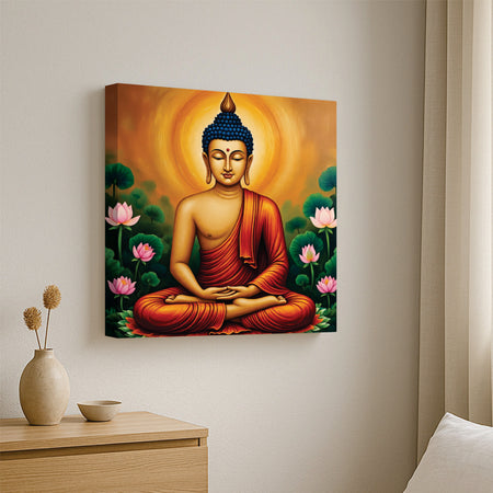 Radiant Renunciation — Enlightened in Silence Canvas Wall Art Stretched Frame Painting