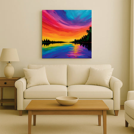 Colorful Horizon Canvas Wall Art Stretched Frame Painting