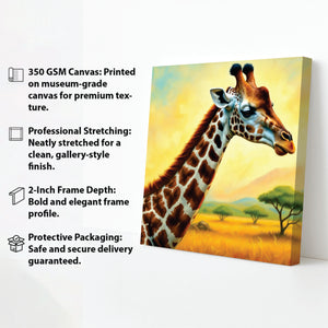 Giraffe & Grasslands Canvas Wall Art Stretched Frame Painting
