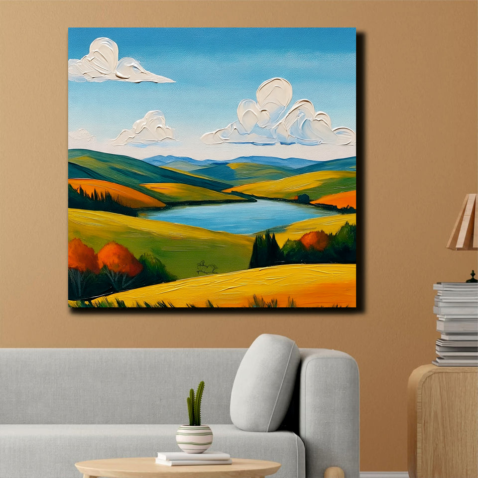 Golden Valley Canvas Wall Art Stretched Frame painting