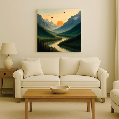 Sunset Valley Studio Canvas Wall Art Stretched Frame Painting