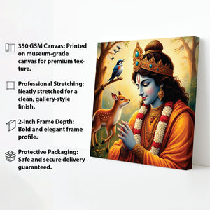Beautiful Krishna Canvas Painting – Spiritual Wall Art Stretched Frame Painting
