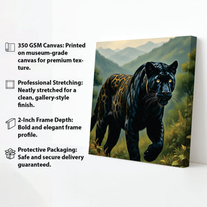 Majestic Black Panther Canvas Wall Art Stretched Frame Painting