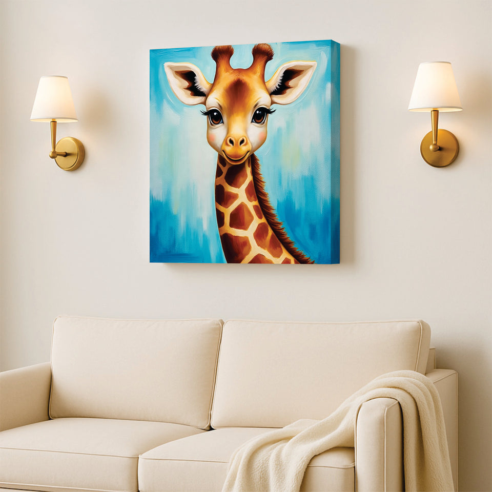 Cute Giraffe Canvas Wall Art Stretched Frame Painting