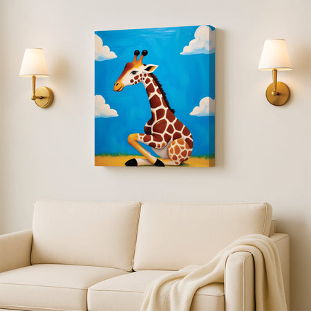 Adorable Giraffe Canvas Wall Art Stretched Frame Painting