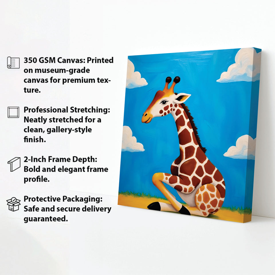 Adorable Giraffe Canvas Wall Art Stretched Frame Painting