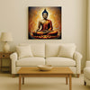 Saffron Serenity Amidst Celestial Blue Canvas Wall Art Stretched Frame Painting