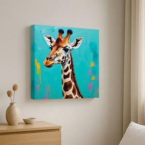 Playful Giraffe Canvas Wall Art Stretched Frame Painting