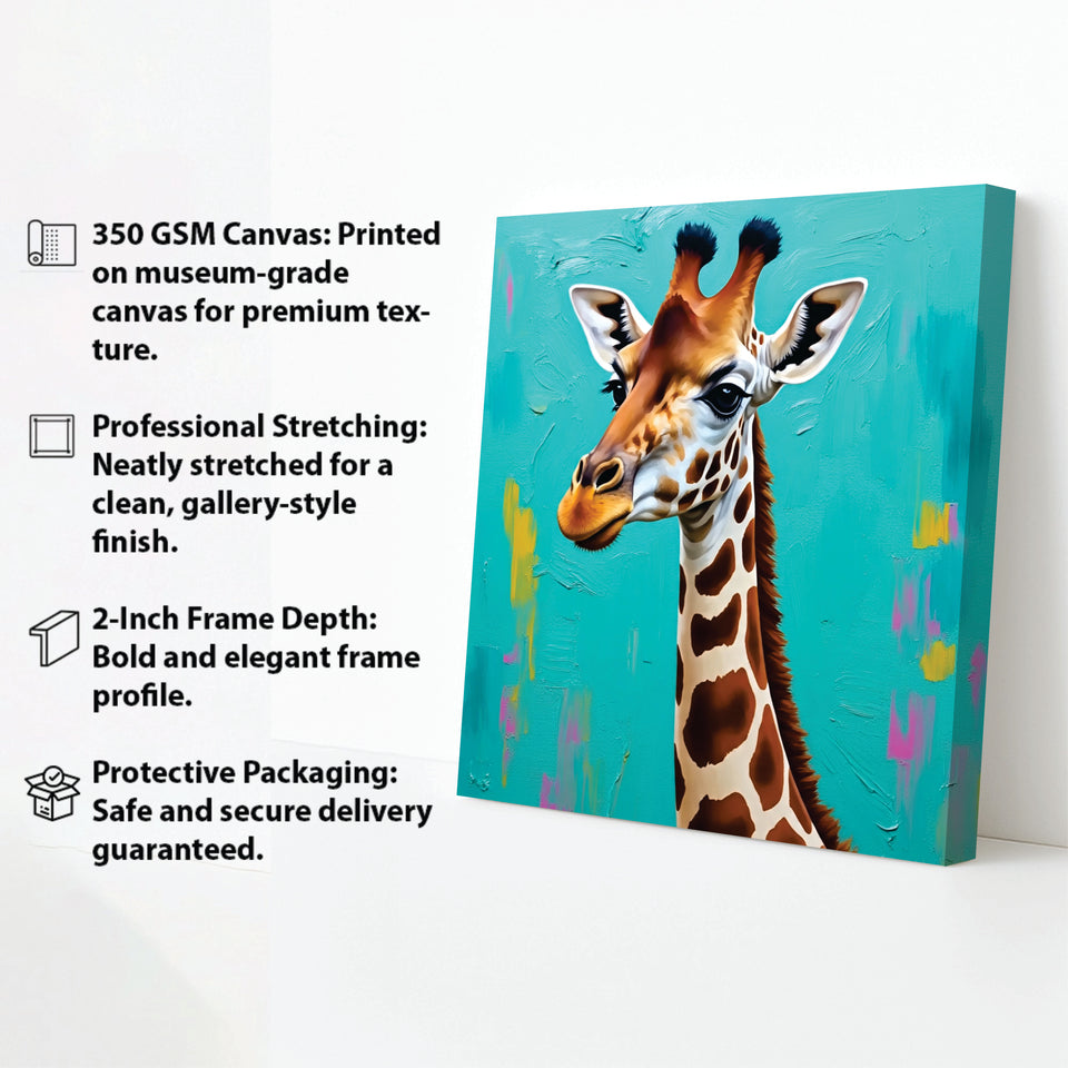 Playful Giraffe Canvas Wall Art Stretched Frame Painting