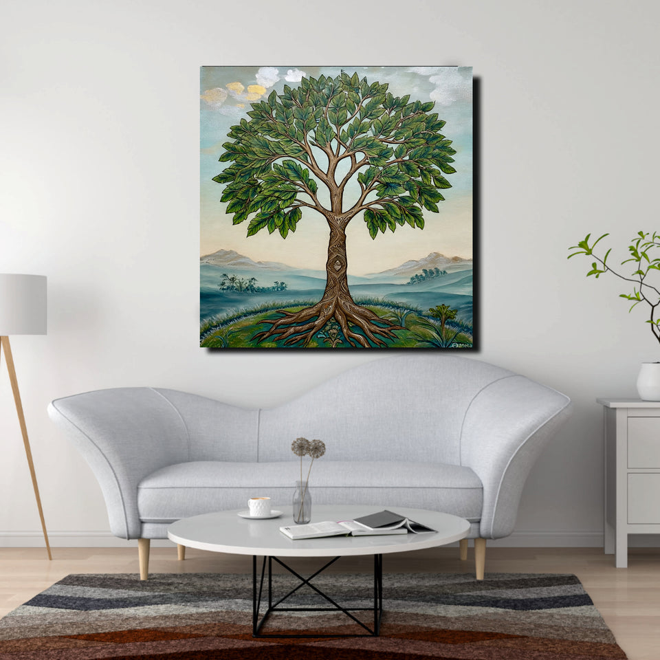 Majestic Tree of Life Canvas Wall Art Stretched Frame – Digital Painting