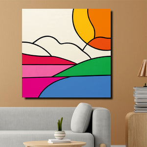 Abstract Landscape Canvas Wall Art Stretched Frame – Modern Digital Painting