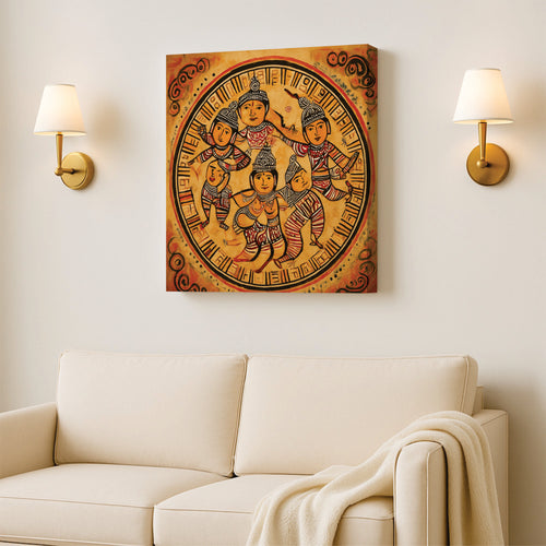 Forest Tribe Storytelling Canvas Wall Art Stretched Frame Painting