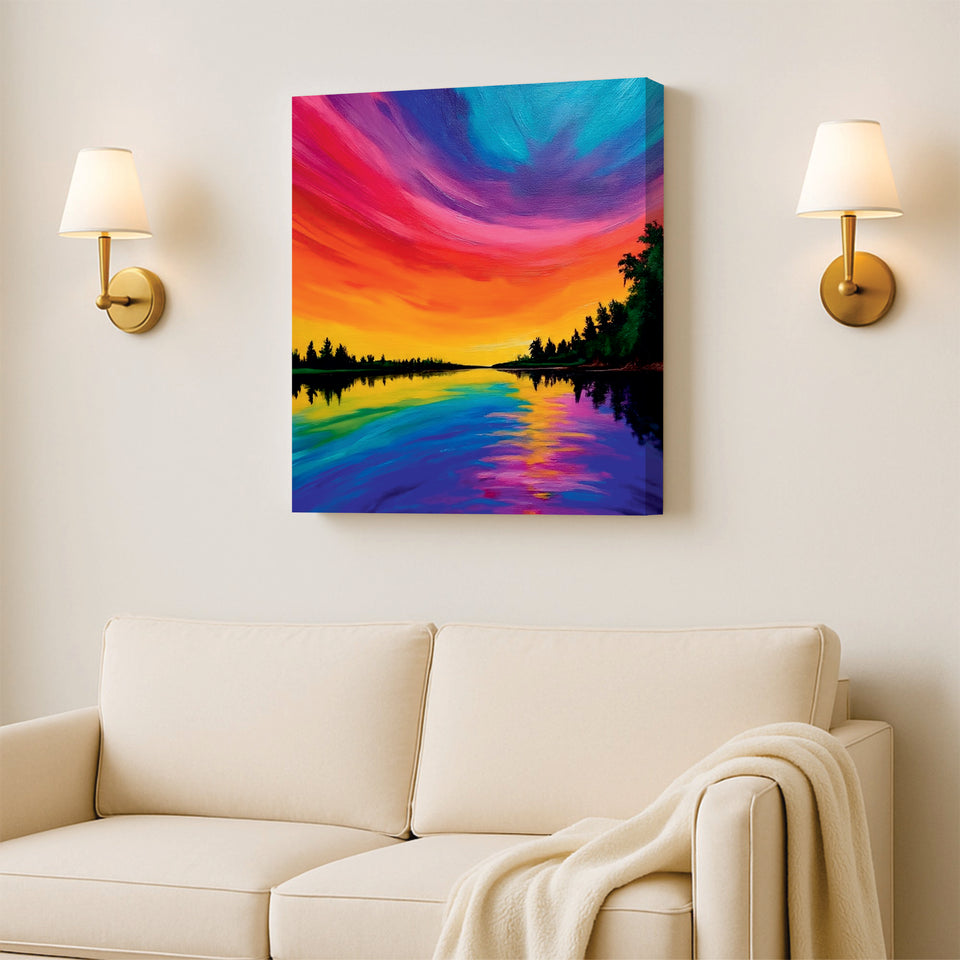 Colorful Horizon Canvas Wall Art Stretched Frame Painting