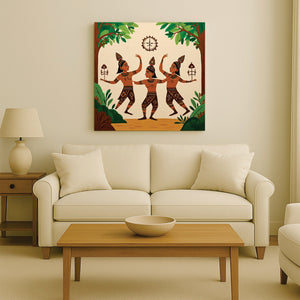 Handwoven Heritage Canvas Wall Art Stretched Frame Painting