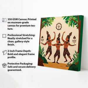 Handwoven Heritage Canvas Wall Art Stretched Frame Painting