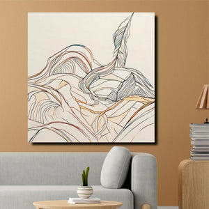 Sunset Over Hills Abstract Canvas Stretched Frame – Modern Digital Wall Painting