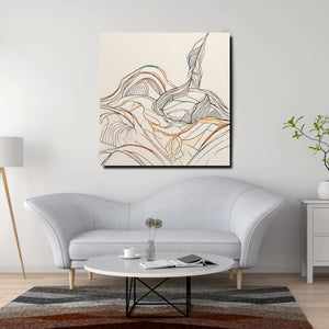 Sunset Over Hills Abstract Canvas Stretched Frame – Modern Digital Wall Painting