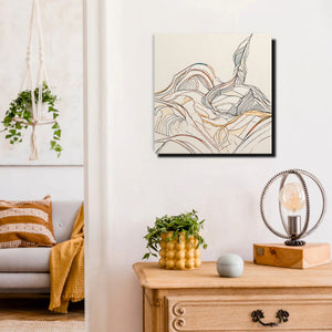 Sunset Over Hills Abstract Canvas Stretched Frame – Modern Digital Wall Painting