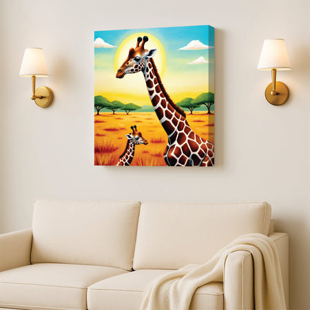 Charming Giraffe Canvas Wall Art Stretched Frame Painting