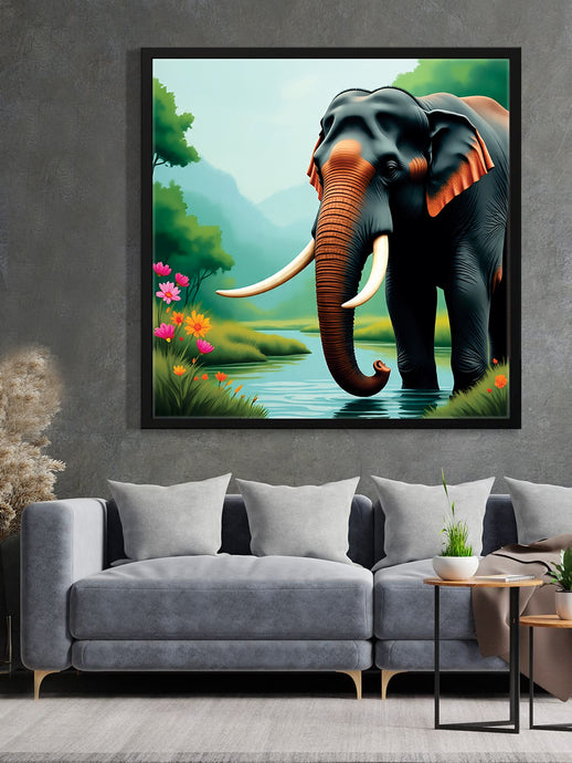 Gentle Giant, Silent Majesty Canvas Wall Art Black Frame Painting