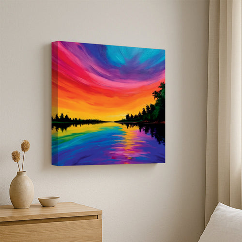 Colorful Horizon Canvas Wall Art Stretched Frame Painting
