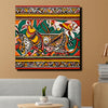 Ethnic Scenic Canvas Wall Stretched Frame  – Vibrant Green Valley Digital Painting