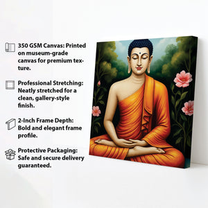 Saffron Echoes in a Sea of Quiet Canvas Wall Art Stretched Frame Painting