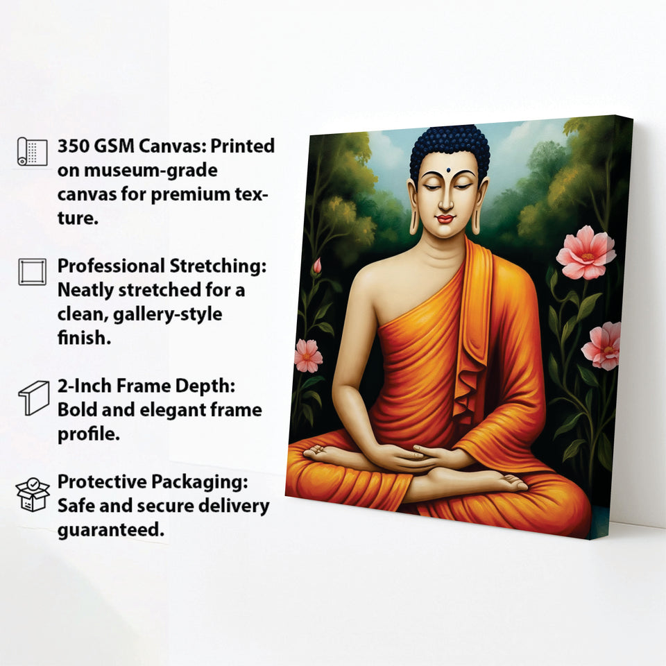 Saffron Echoes in a Sea of Quiet Canvas Wall Art Stretched Frame Painting