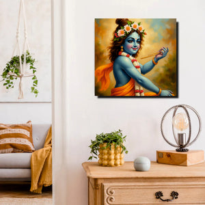 Radha Krishna Digital Canvas Stretched Frame Painting – Ethnic Wall Décor