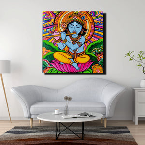 Radha Krishna Romantic Canvas Art Stretched Frame – Spiritual Wall Decoration