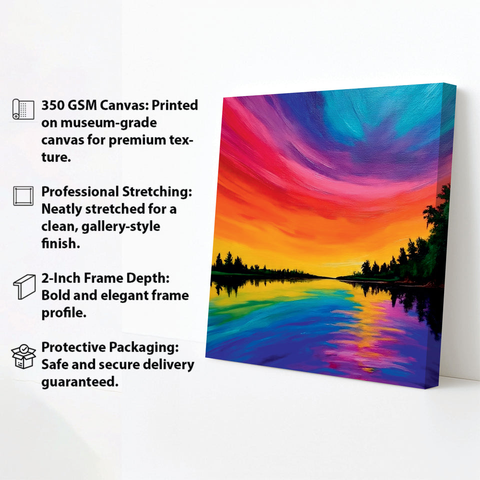 Colorful Horizon Canvas Wall Art Stretched Frame Painting