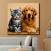 Best Friends Forever – Dog & Cat Duo Canvas  Wall Art Stretched Frame Painting
