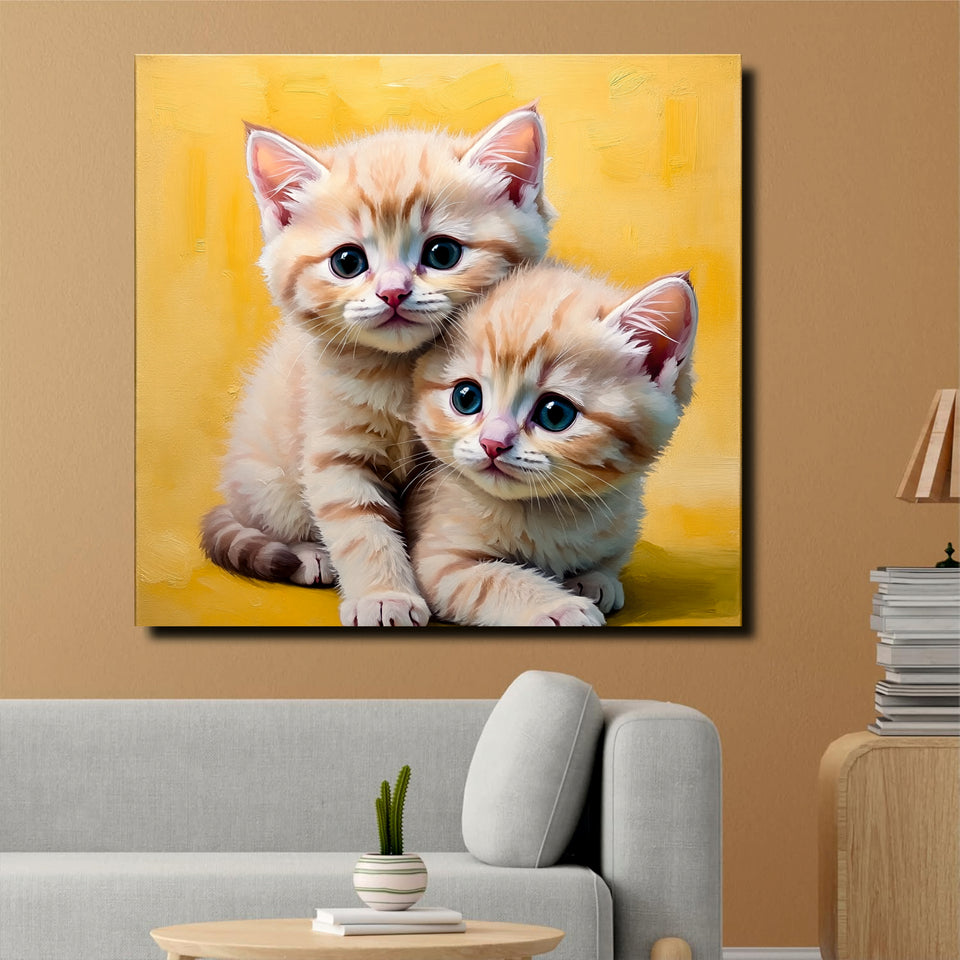 Best Friends Forever – Cats Duo Canvas  Wall Art Stretched Frame Painting