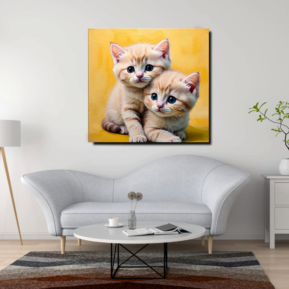 Best Friends Forever – Cats Duo Canvas  Wall Art Stretched Frame Painting