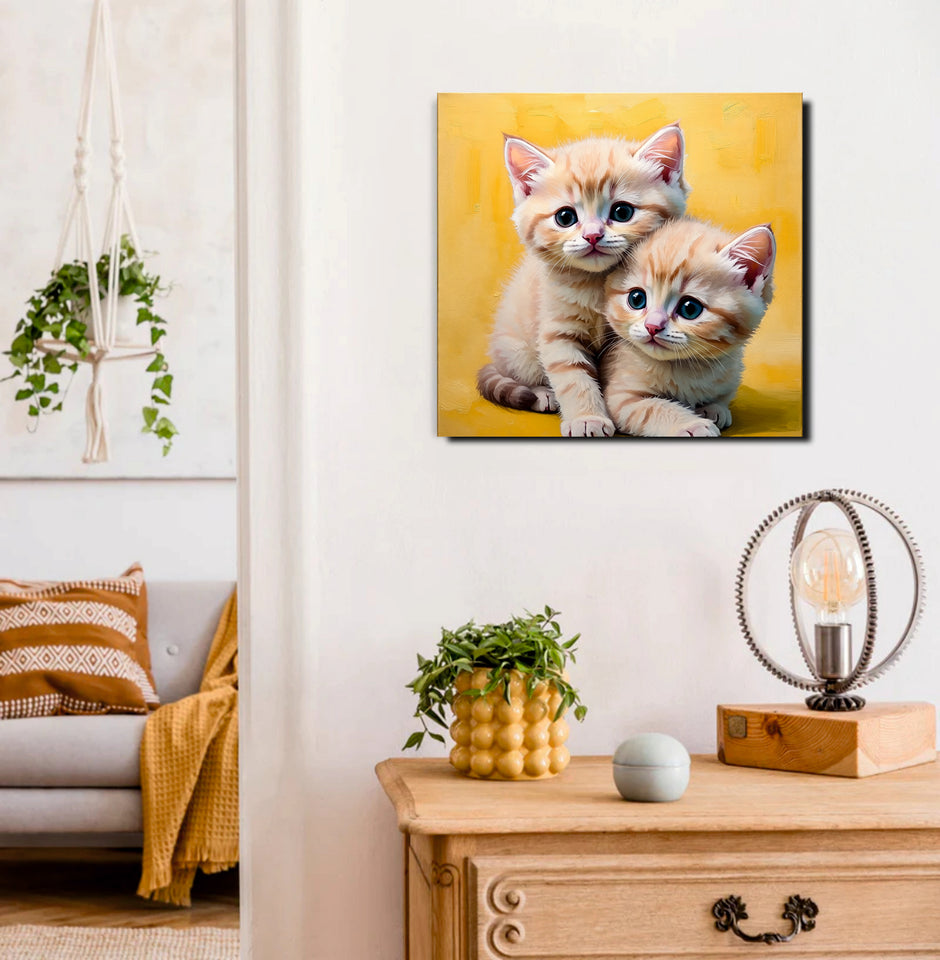 Best Friends Forever – Cats Duo Canvas  Wall Art Stretched Frame Painting