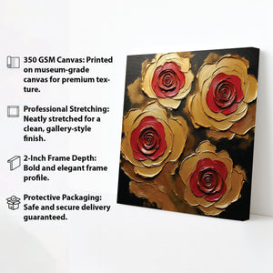 Embers in Bloom — Where Red Desire Meets Golden Grace Canvas Wall Art Stretched Frame Painting