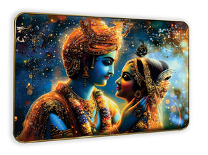 Shimmering Love Divine Radha Krishna Crystal Wall Art Painting