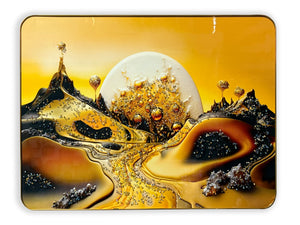 Crimson Hues & Silent Views Crystal Wall  Art Painting
